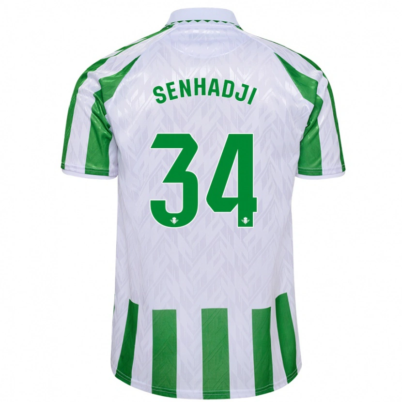 Danxen Män Yanis Senhadji #34 Gröna Vita Ränder Hemmatröja Matchtröjor 2024/25 Tröjor T-Tröja