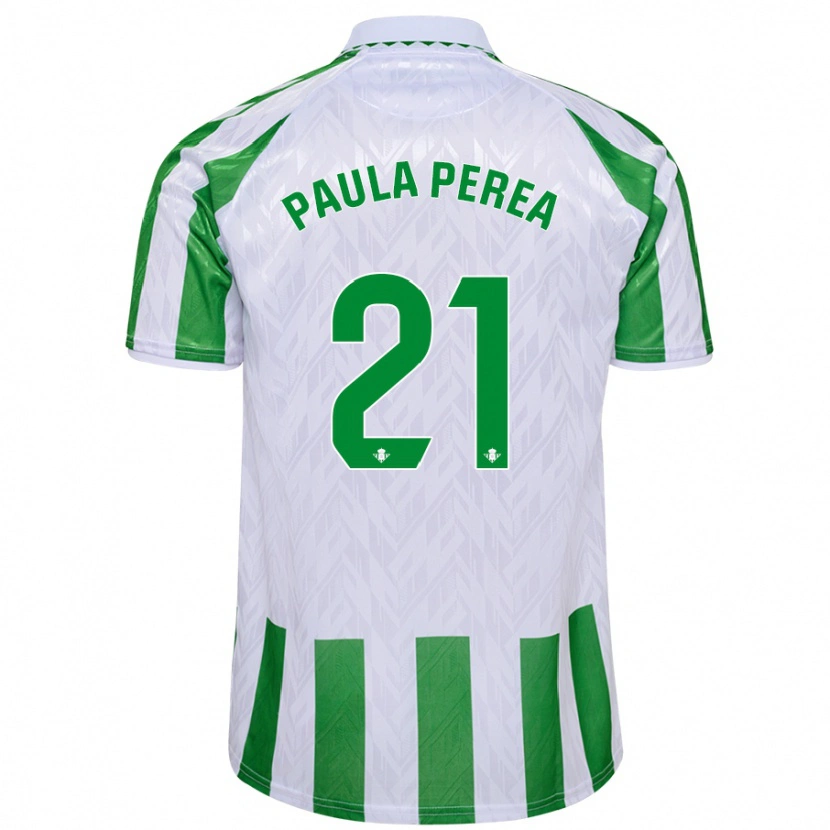 Danxen Män Paula Perea Ramírez #21 Gröna Vita Ränder Hemmatröja Matchtröjor 2024/25 Tröjor T-Tröja