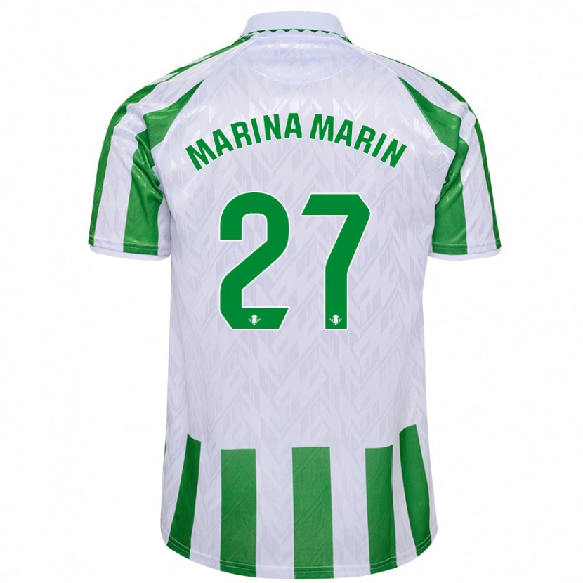 Danxen Män Marina Marín #27 Gröna Vita Ränder Hemmatröja Matchtröjor 2024/25 Tröjor T-Tröja