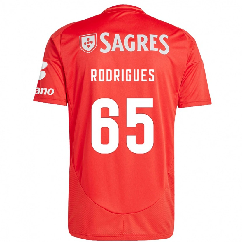 Danxen Män Rafael Rodrigues #65 Röd Vit Hemmatröja Matchtröjor 2024/25 Tröjor T-Tröja
