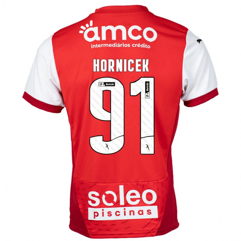 Danxen Män Lukas Hornicek #91 Röd Vit Hemmatröja Matchtröjor 2024/25 Tröjor T-Tröja