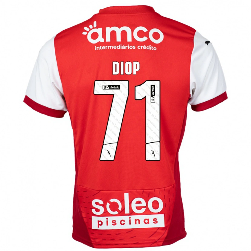 Danxen Män Mamadou Diop #71 Röd Vit Hemmatröja Matchtröjor 2024/25 Tröjor T-Tröja