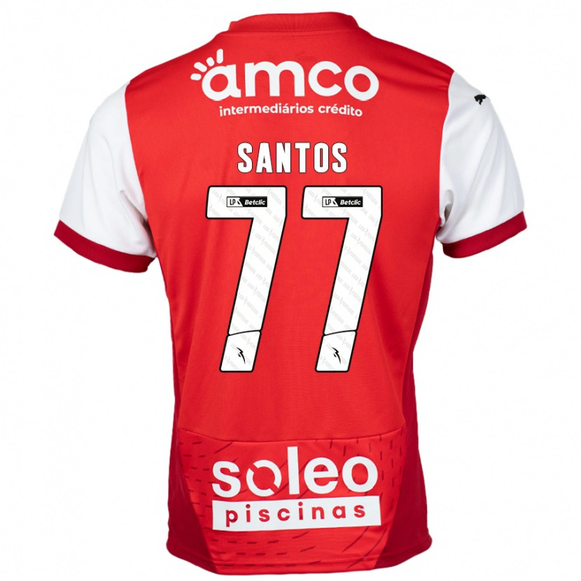 Danxen Män Edu Santos #77 Röd Vit Hemmatröja Matchtröjor 2024/25 Tröjor T-Tröja