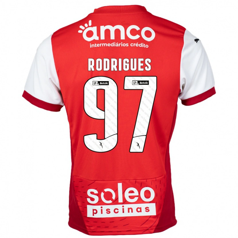 Danxen Män Dinis Rodrigues #97 Röd Vit Hemmatröja Matchtröjor 2024/25 Tröjor T-Tröja