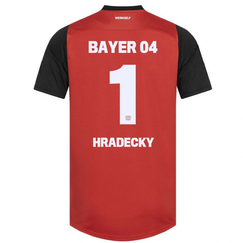 Danxen Män Lukas Hradecky #1 Röd Svart Hemmatröja Matchtröjor 2024/25 Tröjor T-Tröja