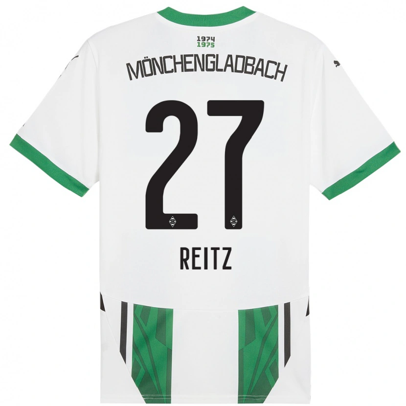 Danxen Män Rocco Reitz #27 Vit Grön Hemmatröja Matchtröjor 2024/25 Tröjor T-Tröja