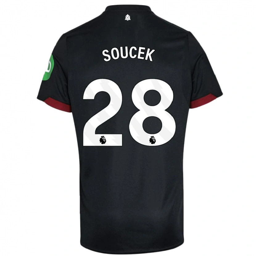 Danxen Män Tomas Soucek #28 Svart Vit Bortatröja Matchtröjor 2024/25 Tröjor T-Tröja