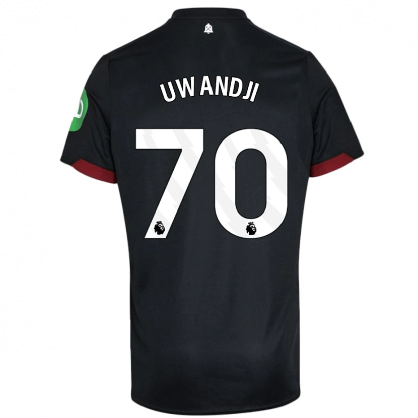 Danxen Män Blaise Uwandji #70 Svart Vit Bortatröja Matchtröjor 2024/25 Tröjor T-Tröja