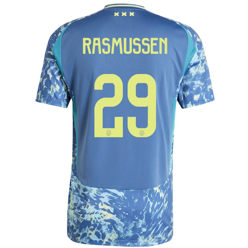 Danxen Män Christian Rasmussen #29 Grå Blå Gul Bortatröja Matchtröjor 2024/25 Tröjor T-Tröja