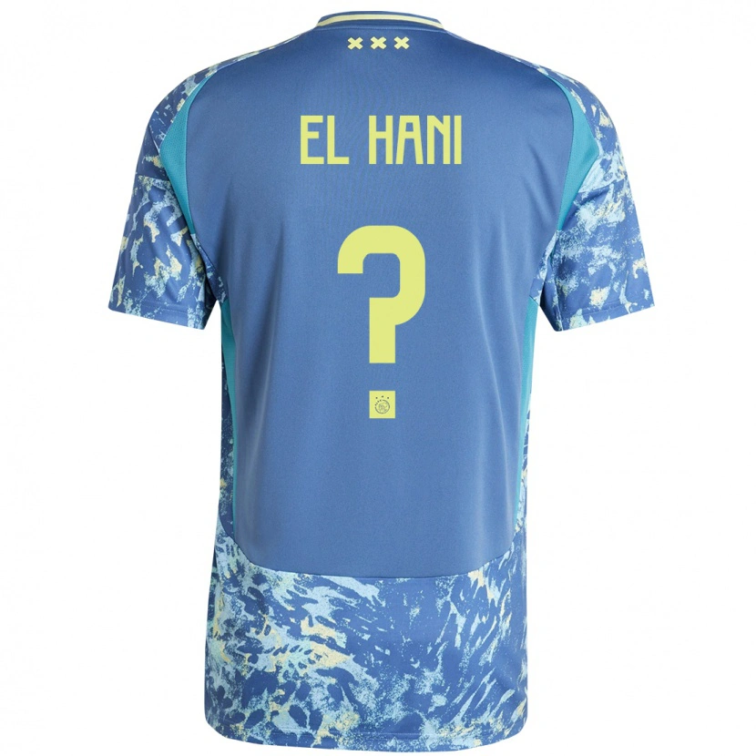 Danxen Män Aymean El Hani #0 Grå Blå Gul Bortatröja Matchtröjor 2024/25 Tröjor T-Tröja