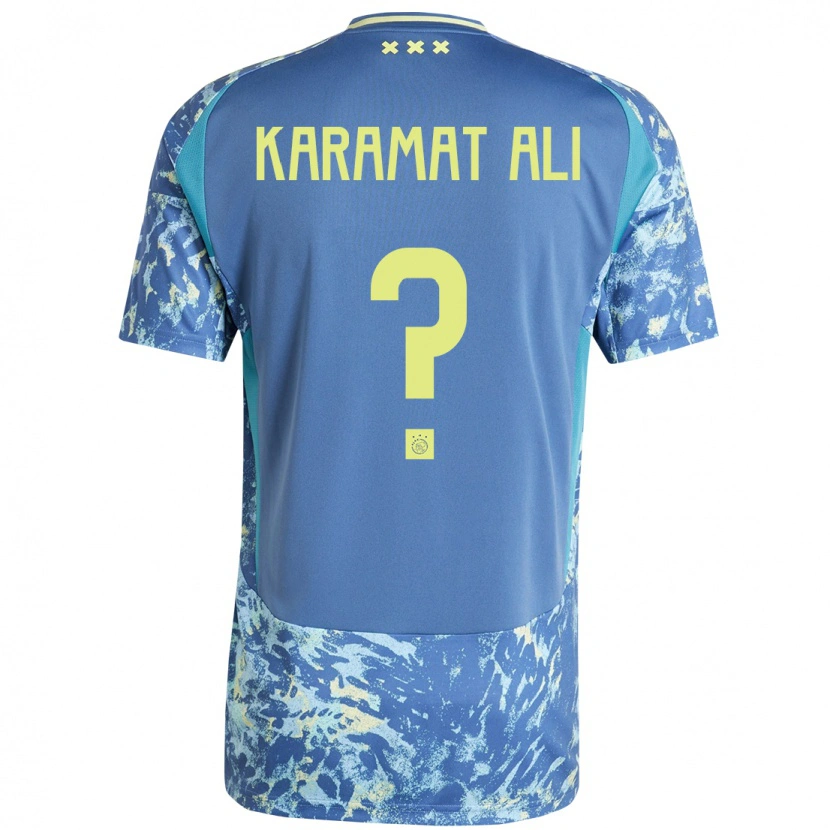 Danxen Män Yaïr Karamat Ali #0 Grå Blå Gul Bortatröja Matchtröjor 2024/25 Tröjor T-Tröja