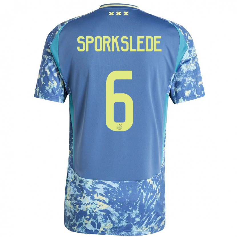 Danxen Män Fabian Sporkslede #6 Grå Blå Gul Bortatröja Matchtröjor 2024/25 Tröjor T-Tröja