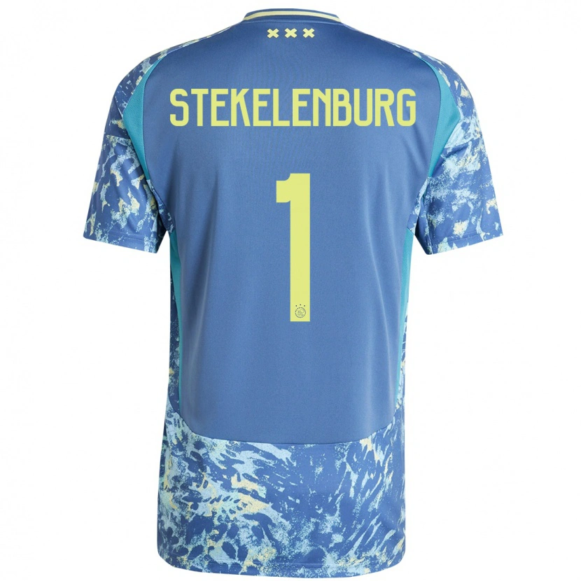 Danxen Män Maarten Stekelenburg #1 Grå Blå Gul Bortatröja Matchtröjor 2024/25 Tröjor T-Tröja
