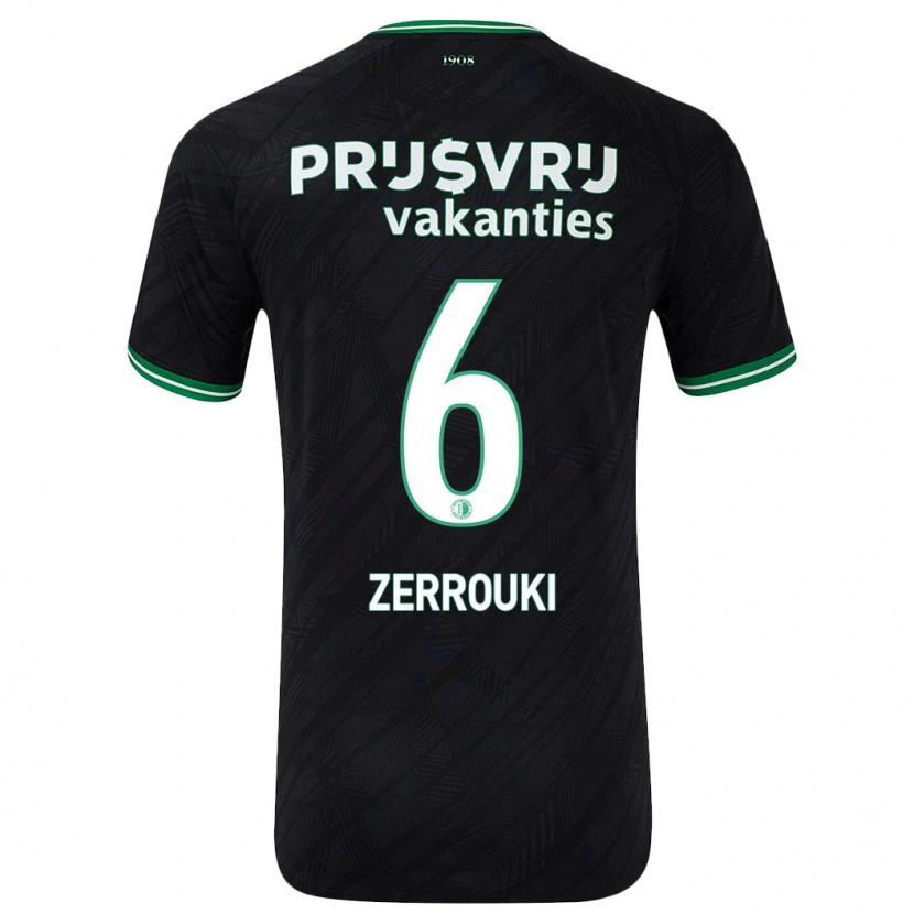 Danxen Män Ramiz Zerrouki #6 Svart Grön Bortatröja Matchtröjor 2024/25 Tröjor T-Tröja