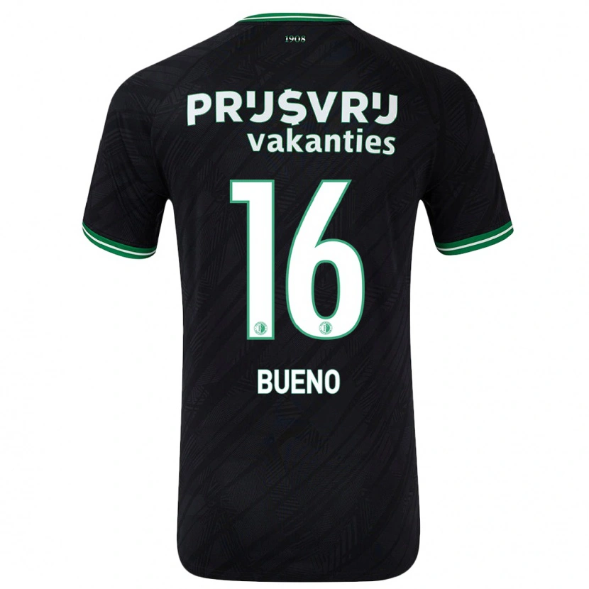 Danxen Män Hugo Bueno #16 Svart Grön Bortatröja Matchtröjor 2024/25 Tröjor T-Tröja