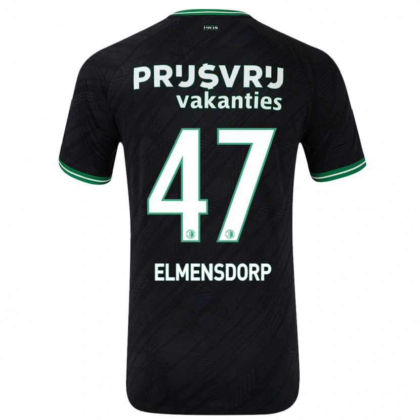 Danxen Män Paris Elmensdorp #47 Svart Grön Bortatröja Matchtröjor 2024/25 Tröjor T-Tröja