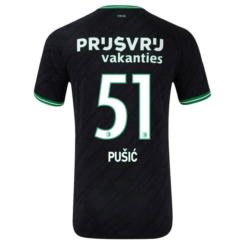 Danxen Män Noah Pušić #51 Svart Grön Bortatröja Matchtröjor 2024/25 Tröjor T-Tröja
