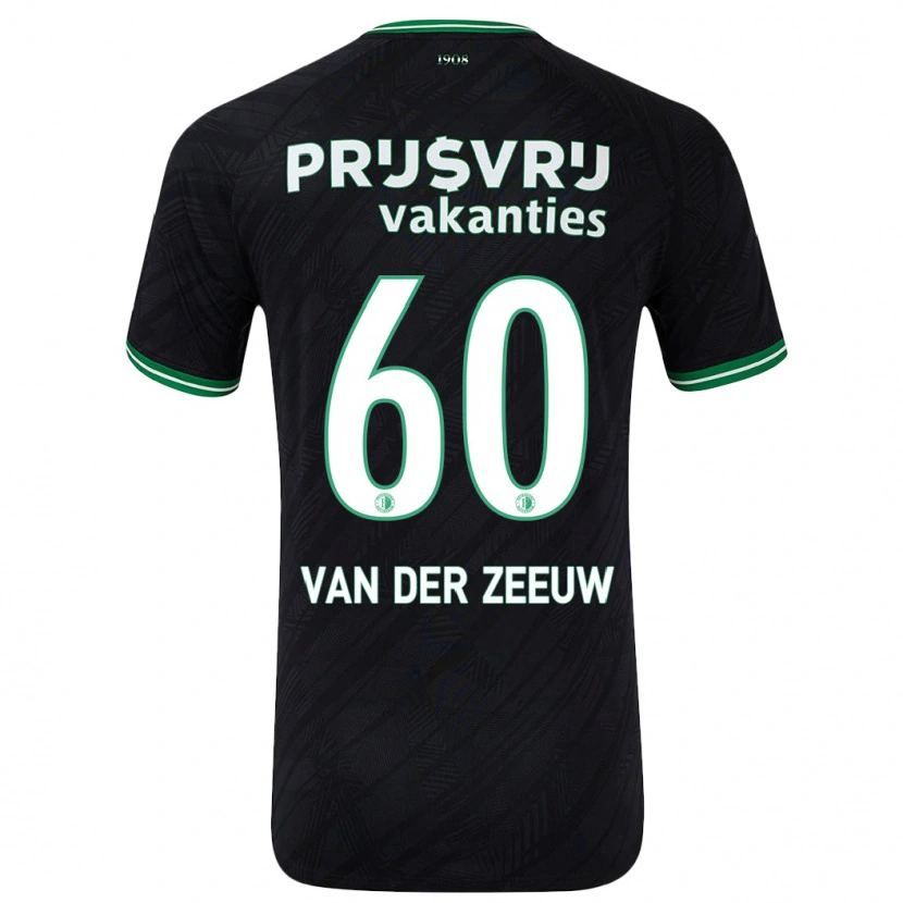 Danxen Män Twan Van Der Zeeuw #60 Svart Grön Bortatröja Matchtröjor 2024/25 Tröjor T-Tröja