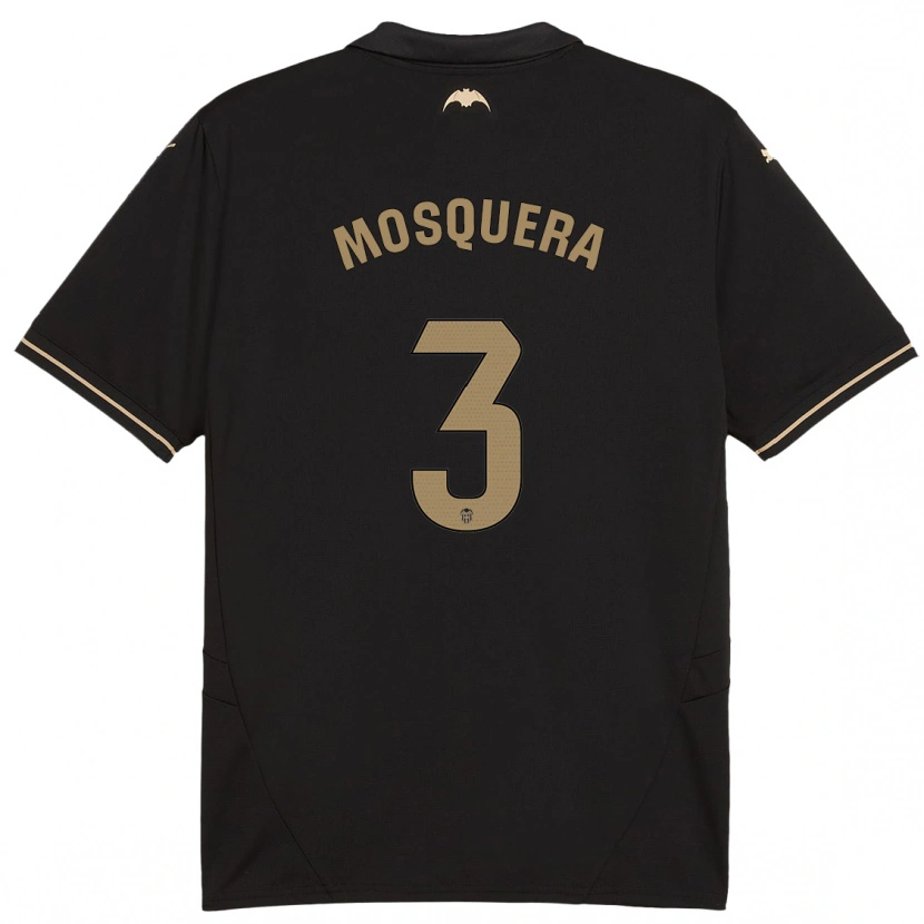 Danxen Män Cristhian Mosquera #3 Svart Bortatröja Matchtröjor 2024/25 Tröjor T-Tröja