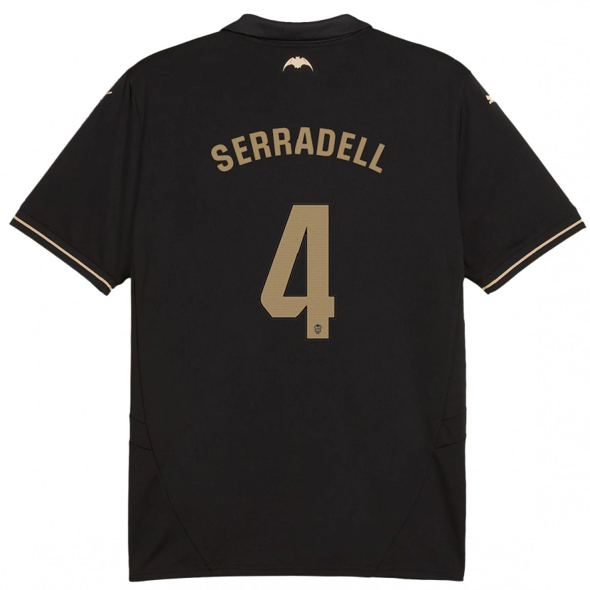 Danxen Män Álex Serradell #4 Svart Bortatröja Matchtröjor 2024/25 Tröjor T-Tröja