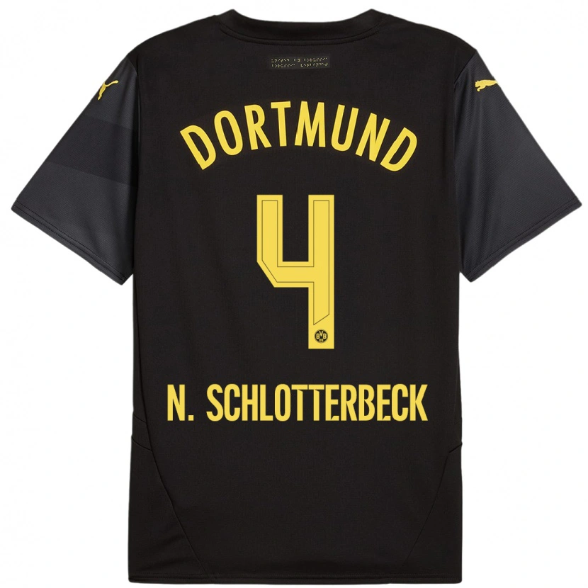 Danxen Män Nico Schlotterbeck #4 Svart Gul Bortatröja Matchtröjor 2024/25 Tröjor T-Tröja