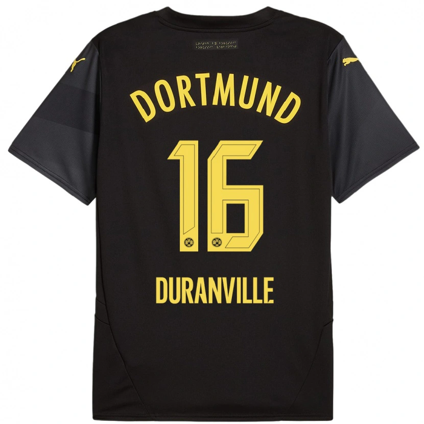 Danxen Män Julien Duranville #16 Svart Gul Bortatröja Matchtröjor 2024/25 Tröjor T-Tröja
