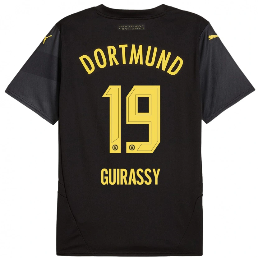 Danxen Män Serhou Guirassy #19 Svart Gul Bortatröja Matchtröjor 2024/25 Tröjor T-Tröja