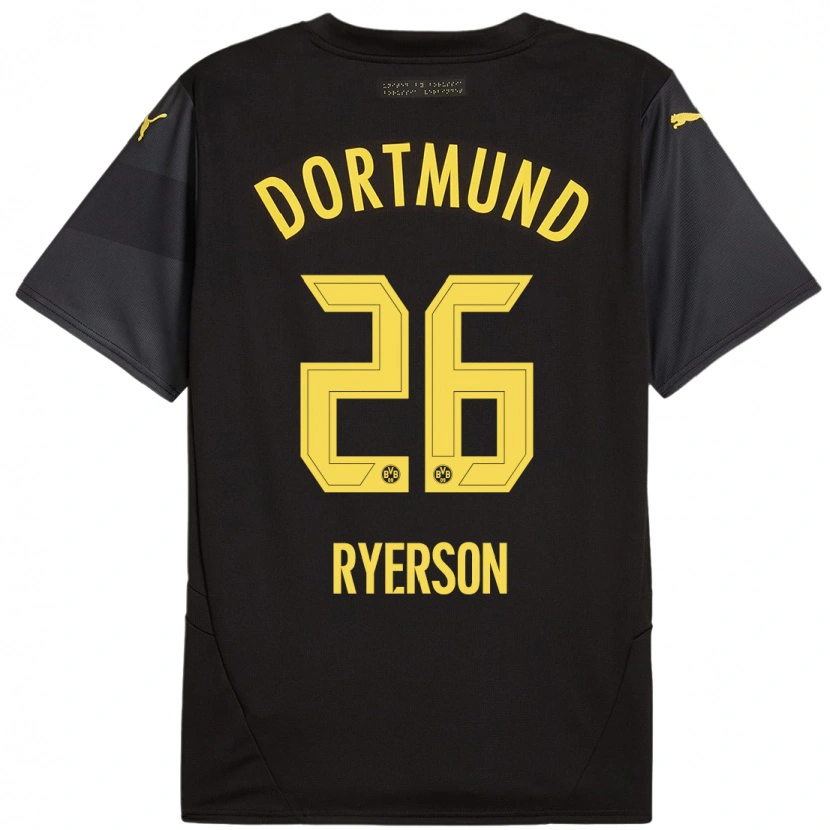 Danxen Män Julian Ryerson #26 Svart Gul Bortatröja Matchtröjor 2024/25 Tröjor T-Tröja