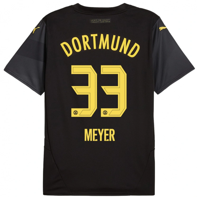 Danxen Män Alexander Meyer #33 Svart Gul Bortatröja Matchtröjor 2024/25 Tröjor T-Tröja