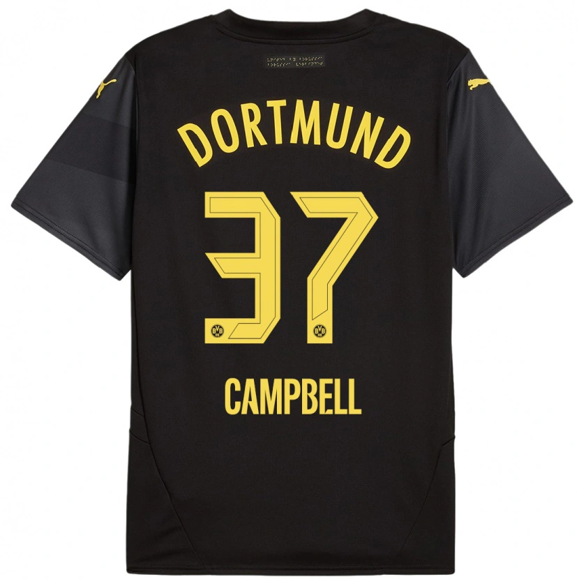 Danxen Män Cole Campbell #37 Svart Gul Bortatröja Matchtröjor 2024/25 Tröjor T-Tröja