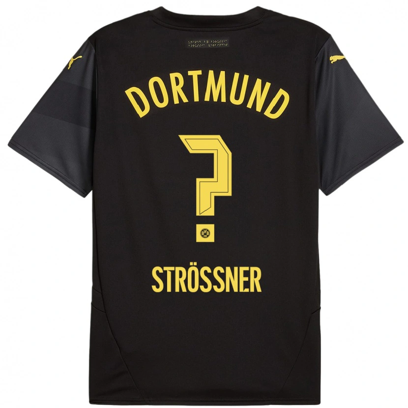 Danxen Män Lenni Strößner #0 Svart Gul Bortatröja Matchtröjor 2024/25 Tröjor T-Tröja