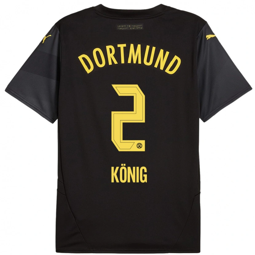 Danxen Män Niklas König #2 Svart Gul Bortatröja Matchtröjor 2024/25 Tröjor T-Tröja