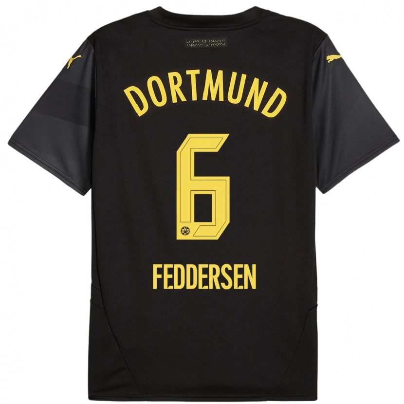 Danxen Män Jonas Feddersen #6 Svart Gul Bortatröja Matchtröjor 2024/25 Tröjor T-Tröja