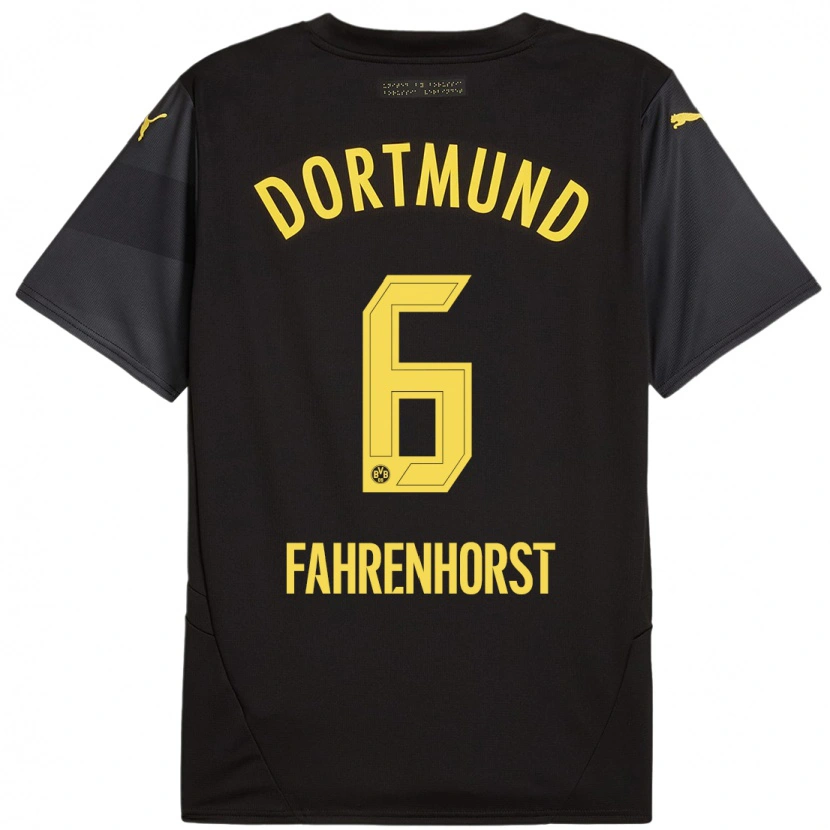 Danxen Män Luke Fahrenhorst #6 Svart Gul Bortatröja Matchtröjor 2024/25 Tröjor T-Tröja
