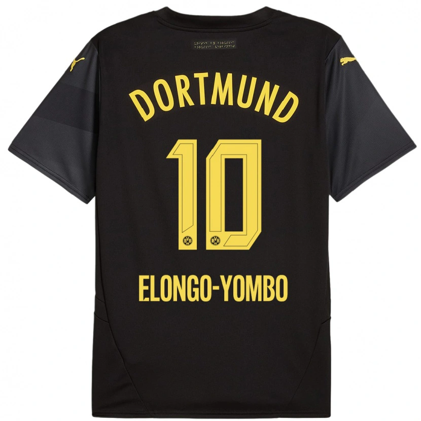 Danxen Män Rodney Elongo-Yombo #10 Svart Gul Bortatröja Matchtröjor 2024/25 Tröjor T-Tröja