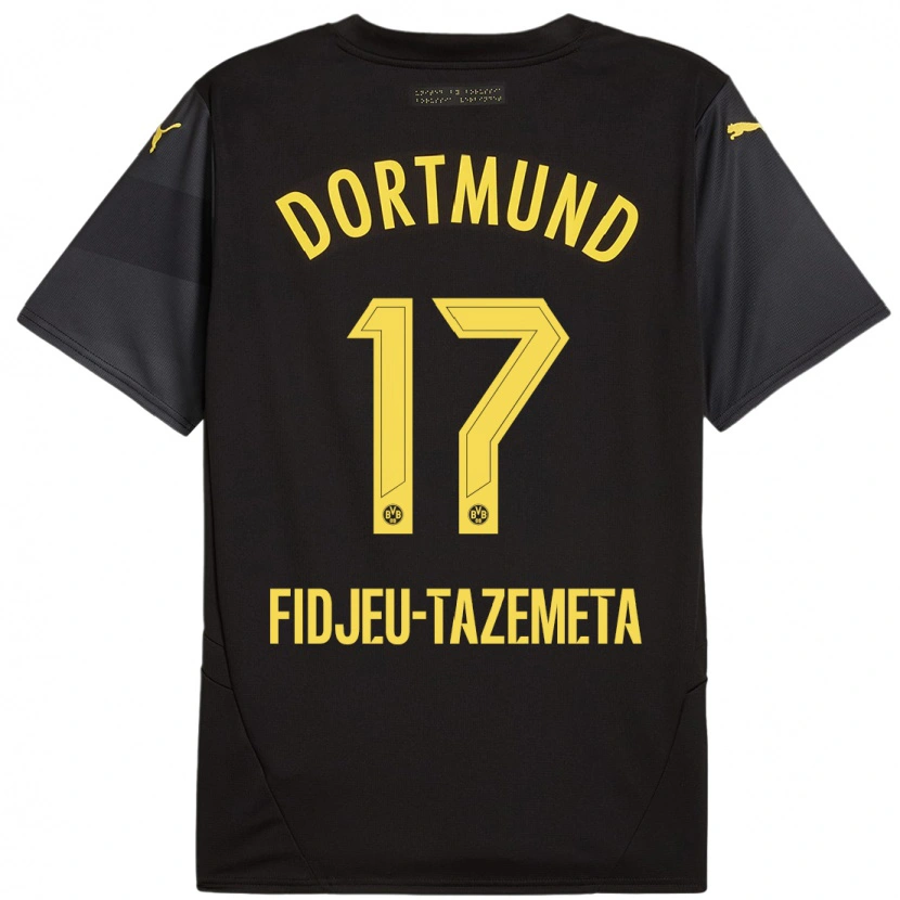Danxen Män Thierry Fidjeu-Tazemeta #17 Svart Gul Bortatröja Matchtröjor 2024/25 Tröjor T-Tröja