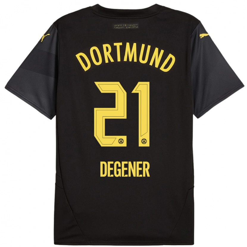 Danxen Män Tim Degener #21 Svart Gul Bortatröja Matchtröjor 2024/25 Tröjor T-Tröja