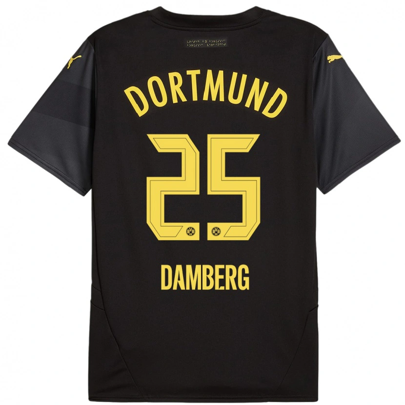 Danxen Män Niclas Damberg #25 Svart Gul Bortatröja Matchtröjor 2024/25 Tröjor T-Tröja