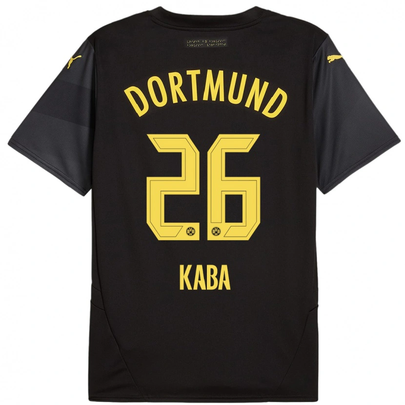 Danxen Män Mussa Kaba #26 Svart Gul Bortatröja Matchtröjor 2024/25 Tröjor T-Tröja