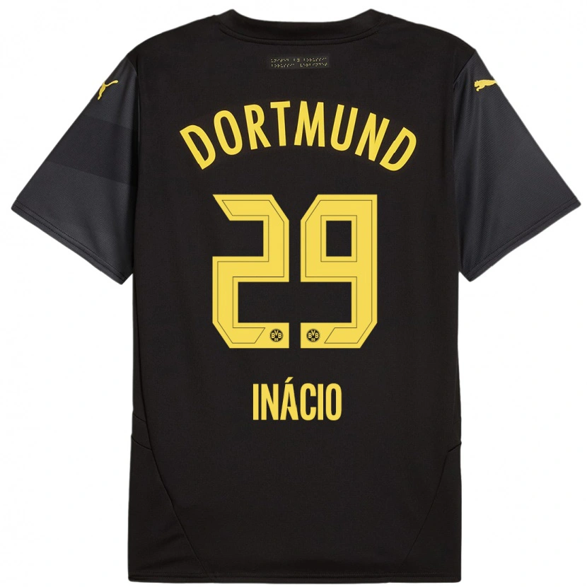Danxen Män Samuele Inácio #29 Svart Gul Bortatröja Matchtröjor 2024/25 Tröjor T-Tröja