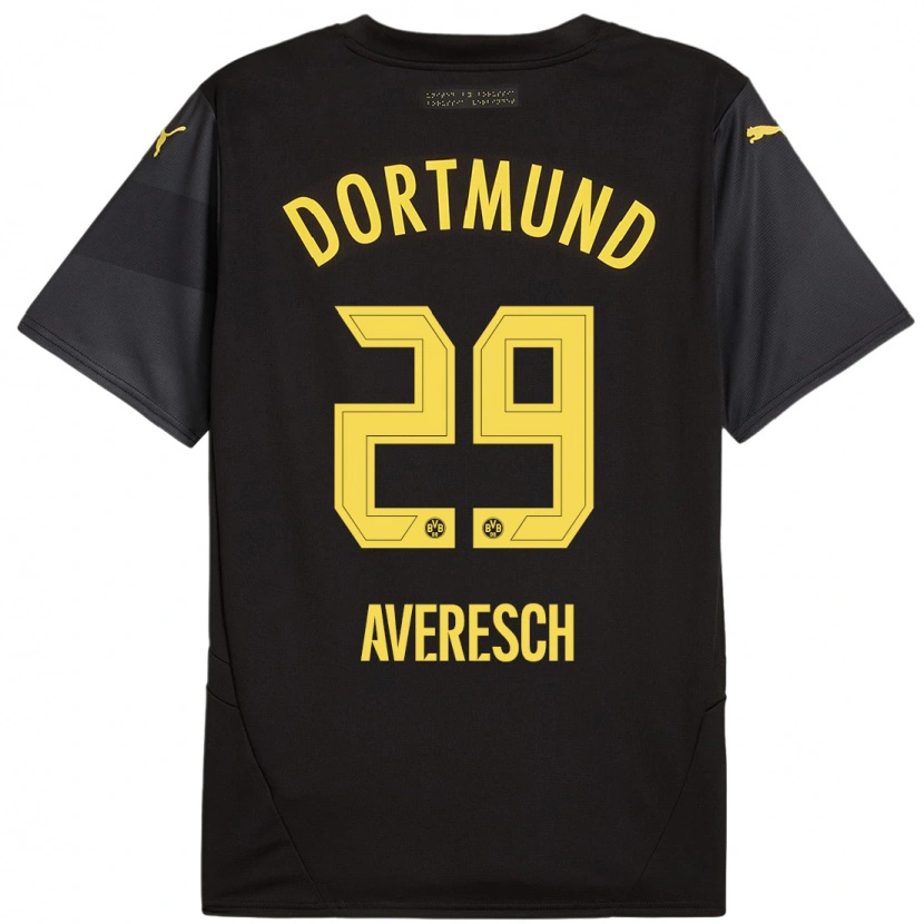 Danxen Män Noah Averesch #29 Svart Gul Bortatröja Matchtröjor 2024/25 Tröjor T-Tröja