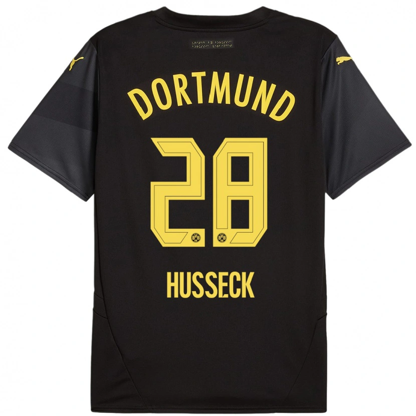 Danxen Män Jonah Husseck #28 Svart Gul Bortatröja Matchtröjor 2024/25 Tröjor T-Tröja