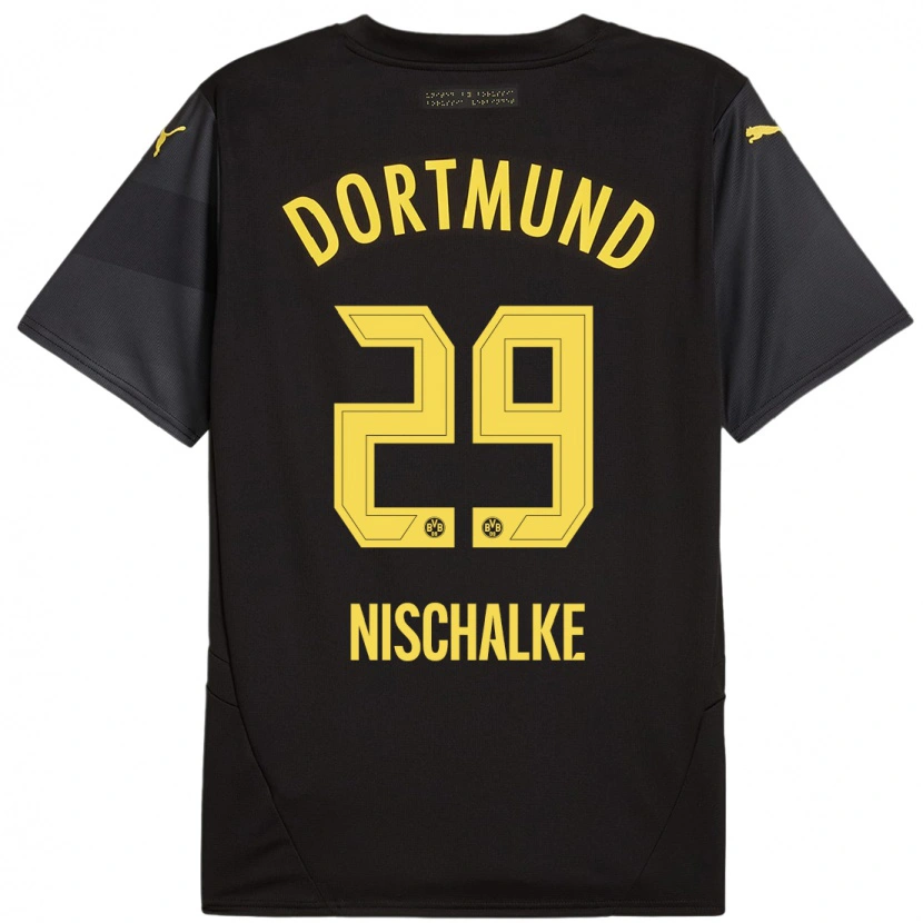 Danxen Män Jermain Nischalke #29 Svart Gul Bortatröja Matchtröjor 2024/25 Tröjor T-Tröja