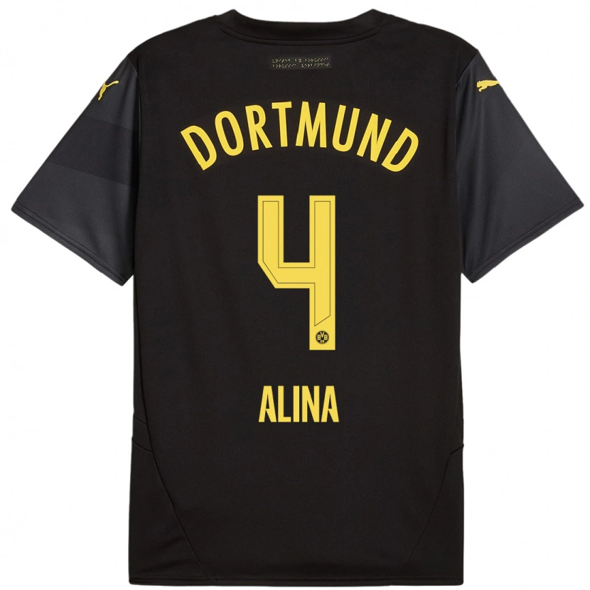 Danxen Män Grijseels Alina #4 Svart Gul Bortatröja Matchtröjor 2024/25 Tröjor T-Tröja