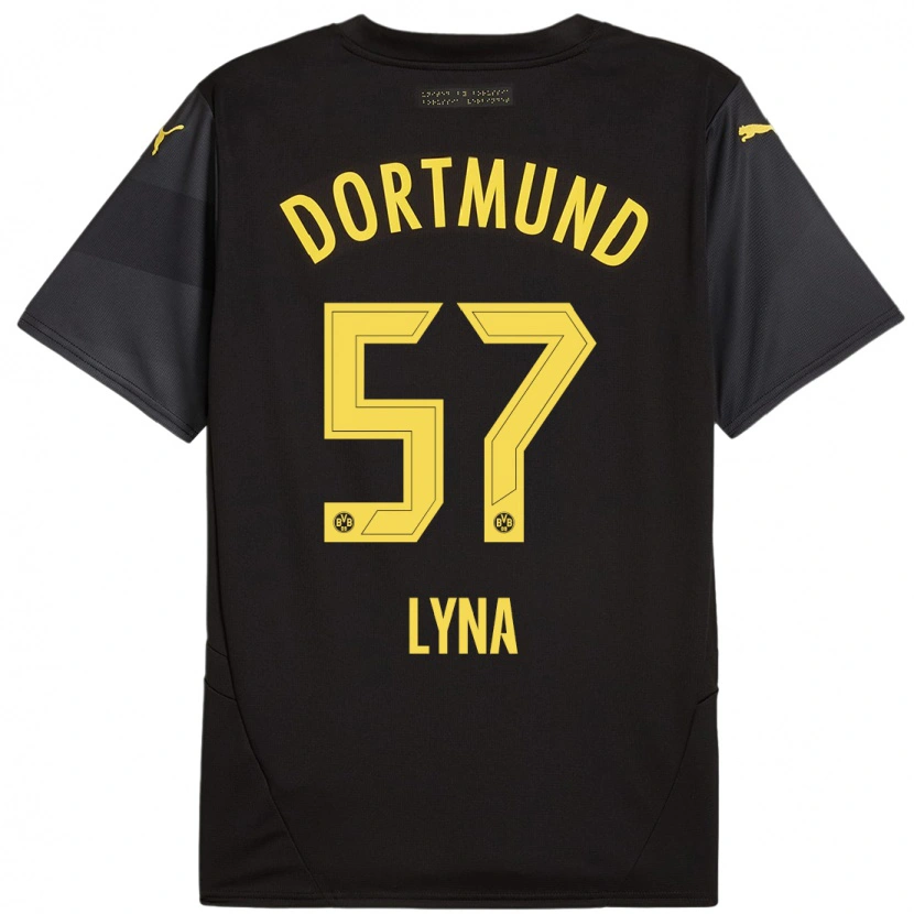 Danxen Män Schwarz Lyna #57 Svart Gul Bortatröja Matchtröjor 2024/25 Tröjor T-Tröja