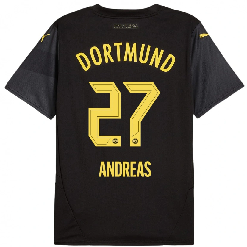Danxen Män Kuno Andreas #27 Svart Gul Bortatröja Matchtröjor 2024/25 Tröjor T-Tröja