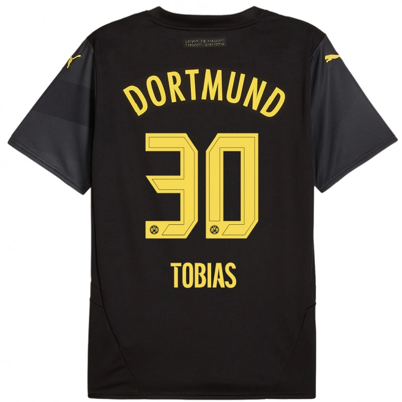 Danxen Män Vogt Tobias #30 Svart Gul Bortatröja Matchtröjor 2024/25 Tröjor T-Tröja