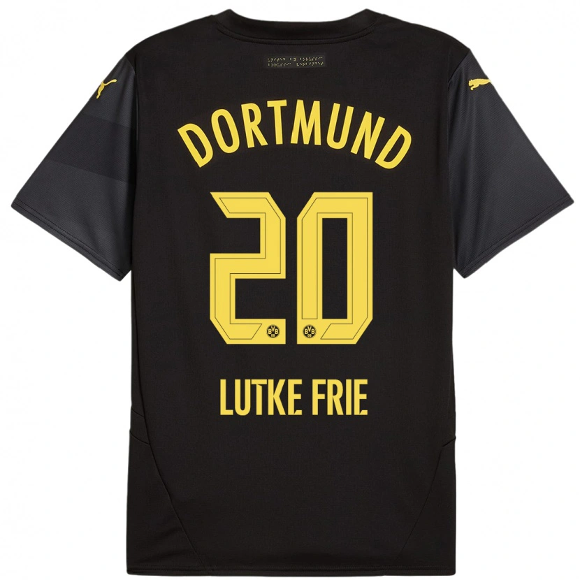 Danxen Män Dennis Lutke-Frie #20 Svart Gul Bortatröja Matchtröjor 2024/25 Tröjor T-Tröja