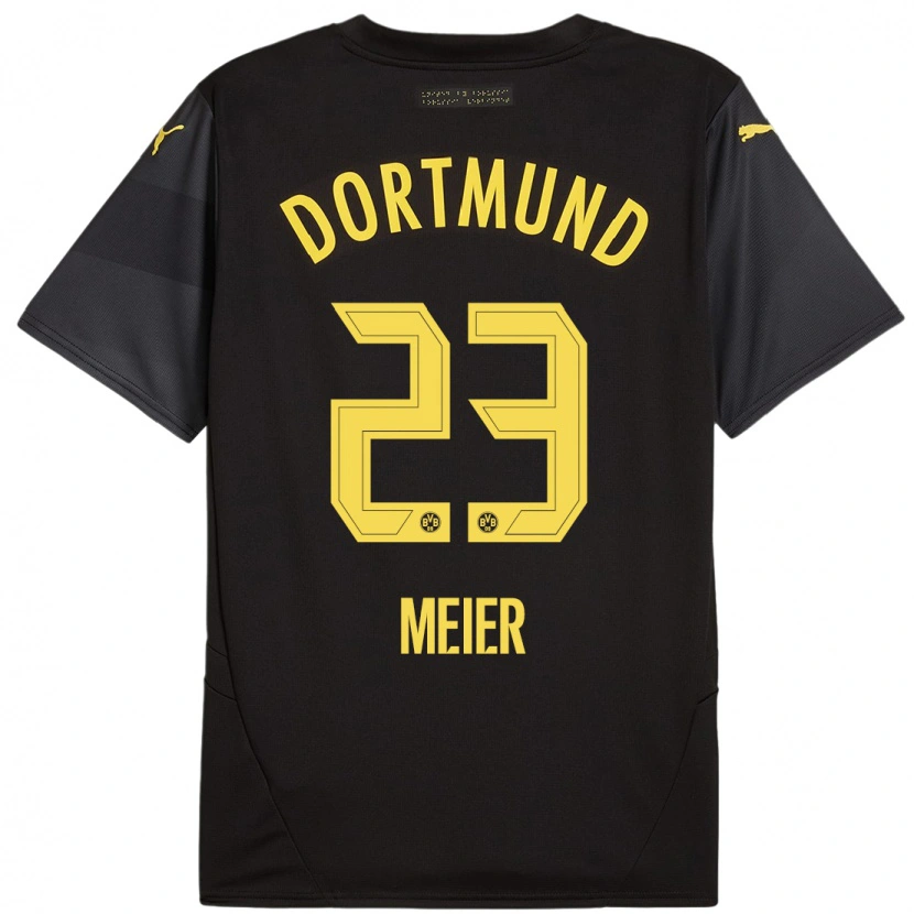 Danxen Män Maximilian Meier #23 Svart Gul Bortatröja Matchtröjor 2024/25 Tröjor T-Tröja