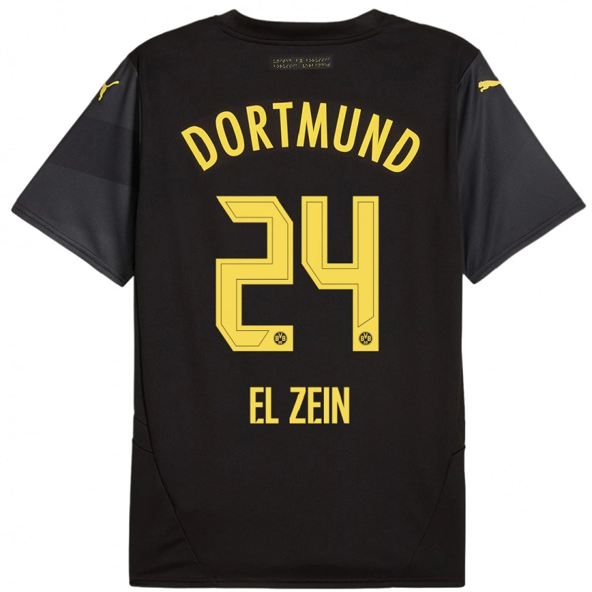 Danxen Män Abu-Bekir Omer El-Zein #24 Svart Gul Bortatröja Matchtröjor 2024/25 Tröjor T-Tröja